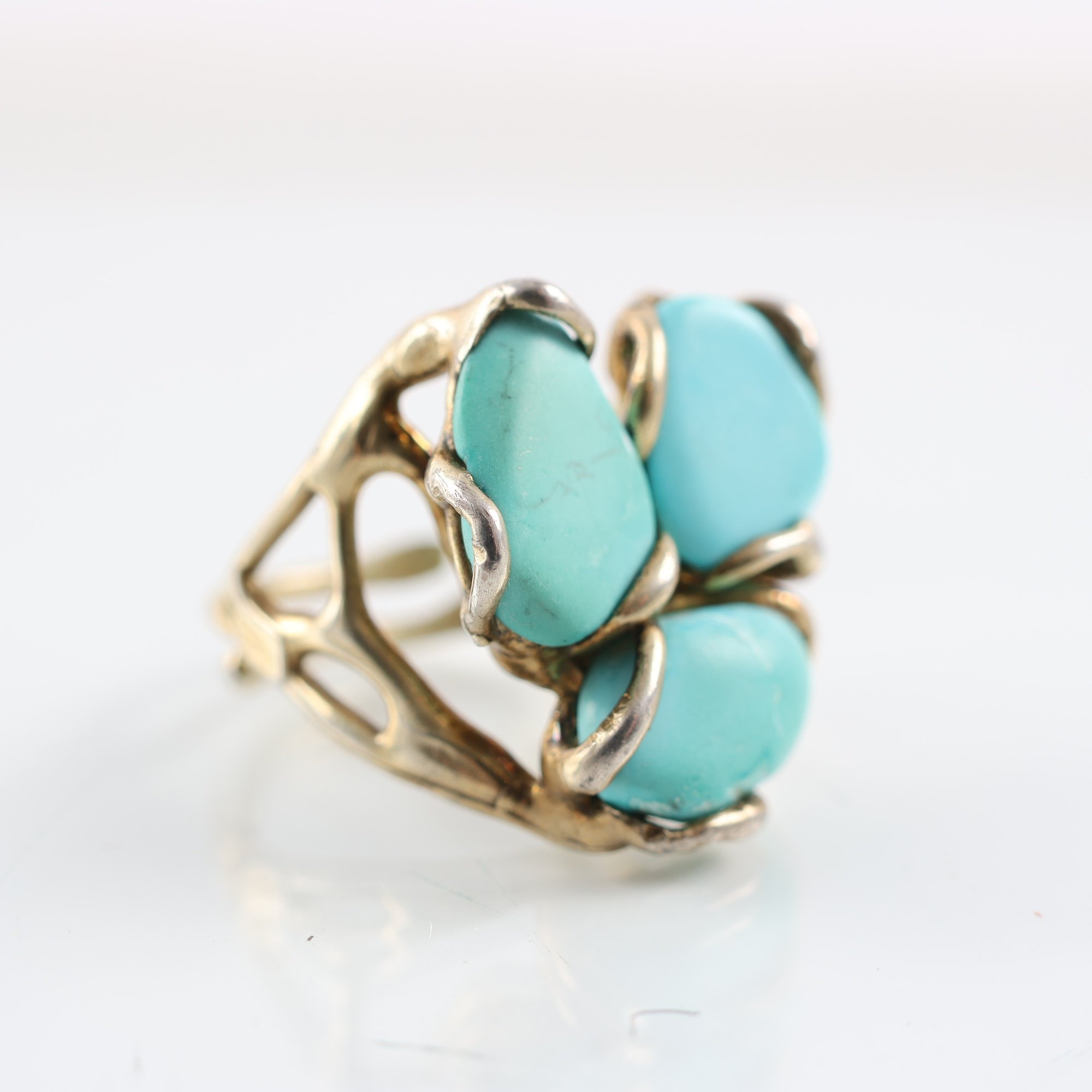 Ring, silver, turkoser, brv: 9.1g