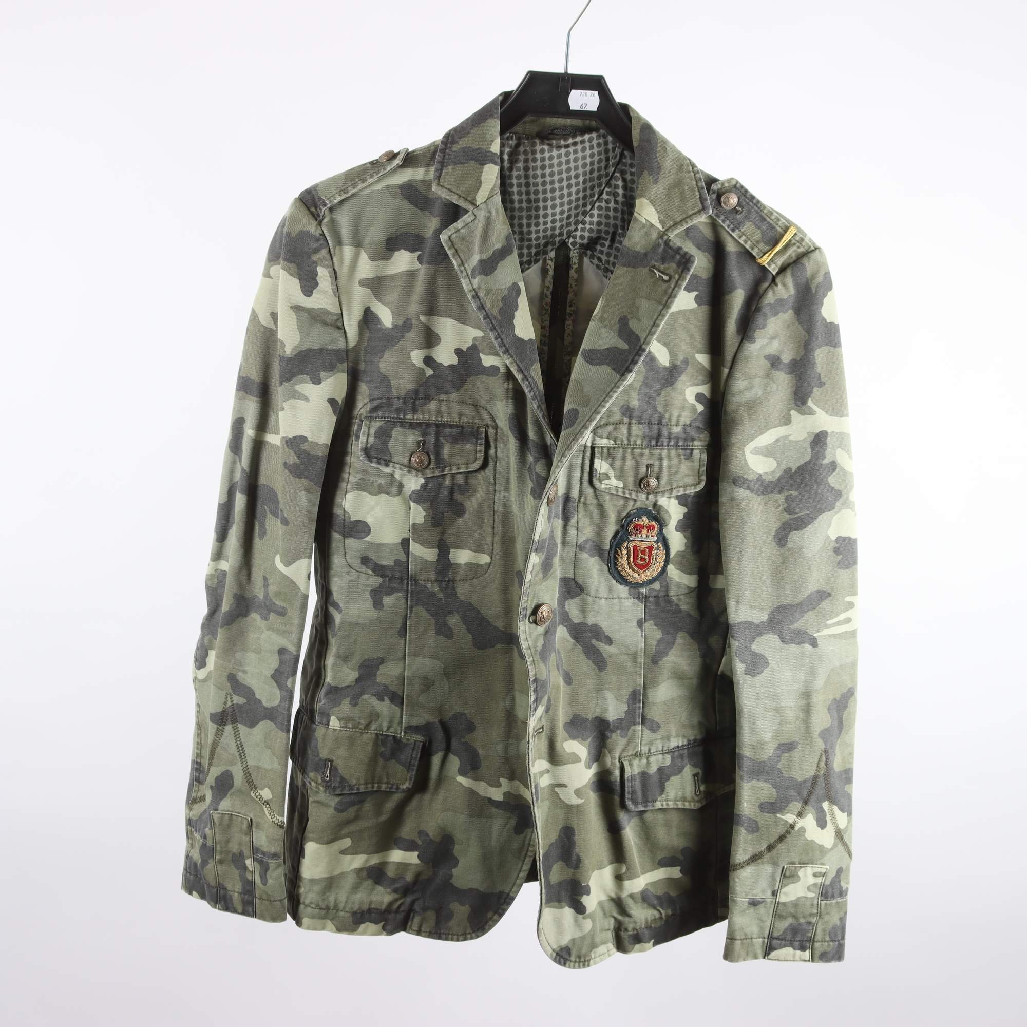Kavaj, Daniele Alessandrini, grön,camouflage,denim, stl ca. 46