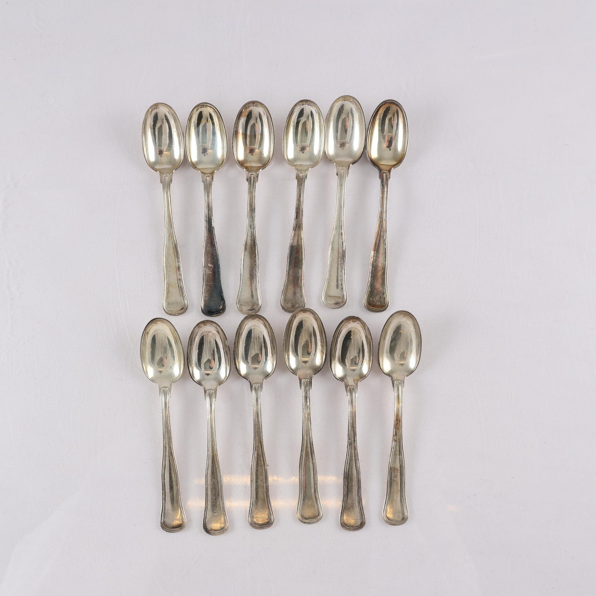 Silverbestick, Carl M. Cohr, Danmark, kaffeskedar, silver 830, 12 st.